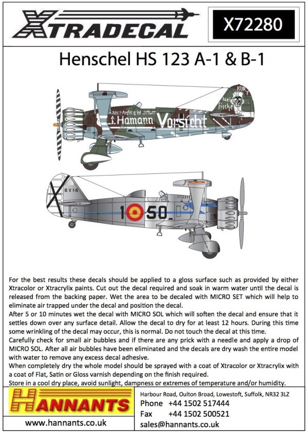 1/72 Henschel Hs-123A-1 & B-1
