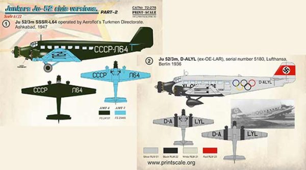1/72 Junkers Ju-52 Civil Versions Part 2
