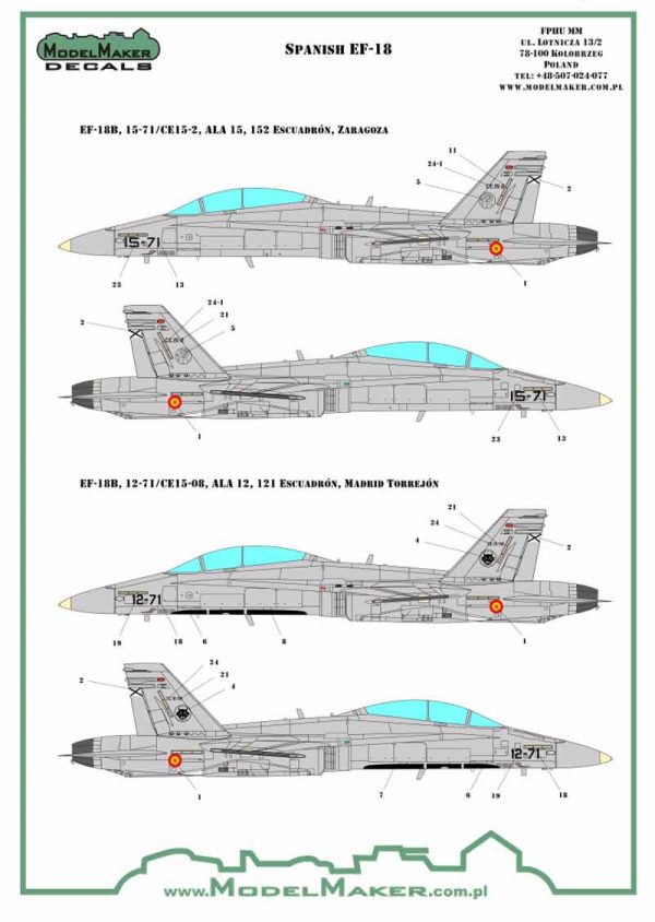 F/A-18 SPAIN STANDARD MARKINGS + STENCILS