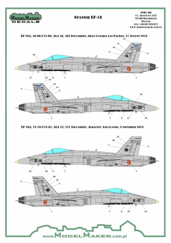 F/A-18 SPAIN STANDARD MARKINGS + STENCILS