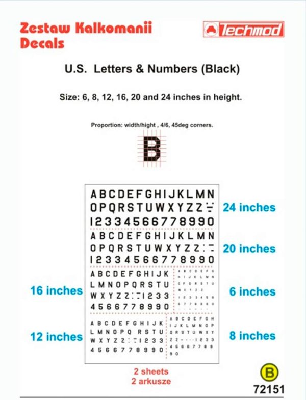 US letters & Numbers Black